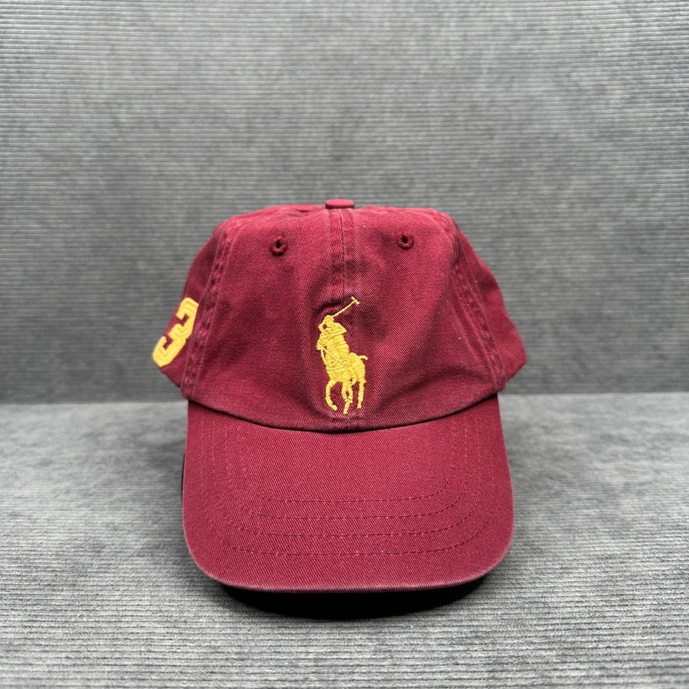 Polo Ralph Lauren Big Pony Burgundy Cotton Baseball Cap Hat MCMLXVII Adjustable